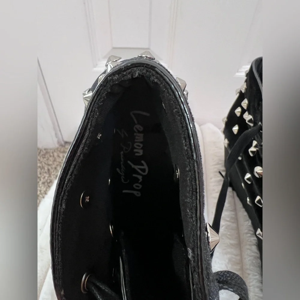 Lemon drop by dolls kill Studded Black Platform Sneakers